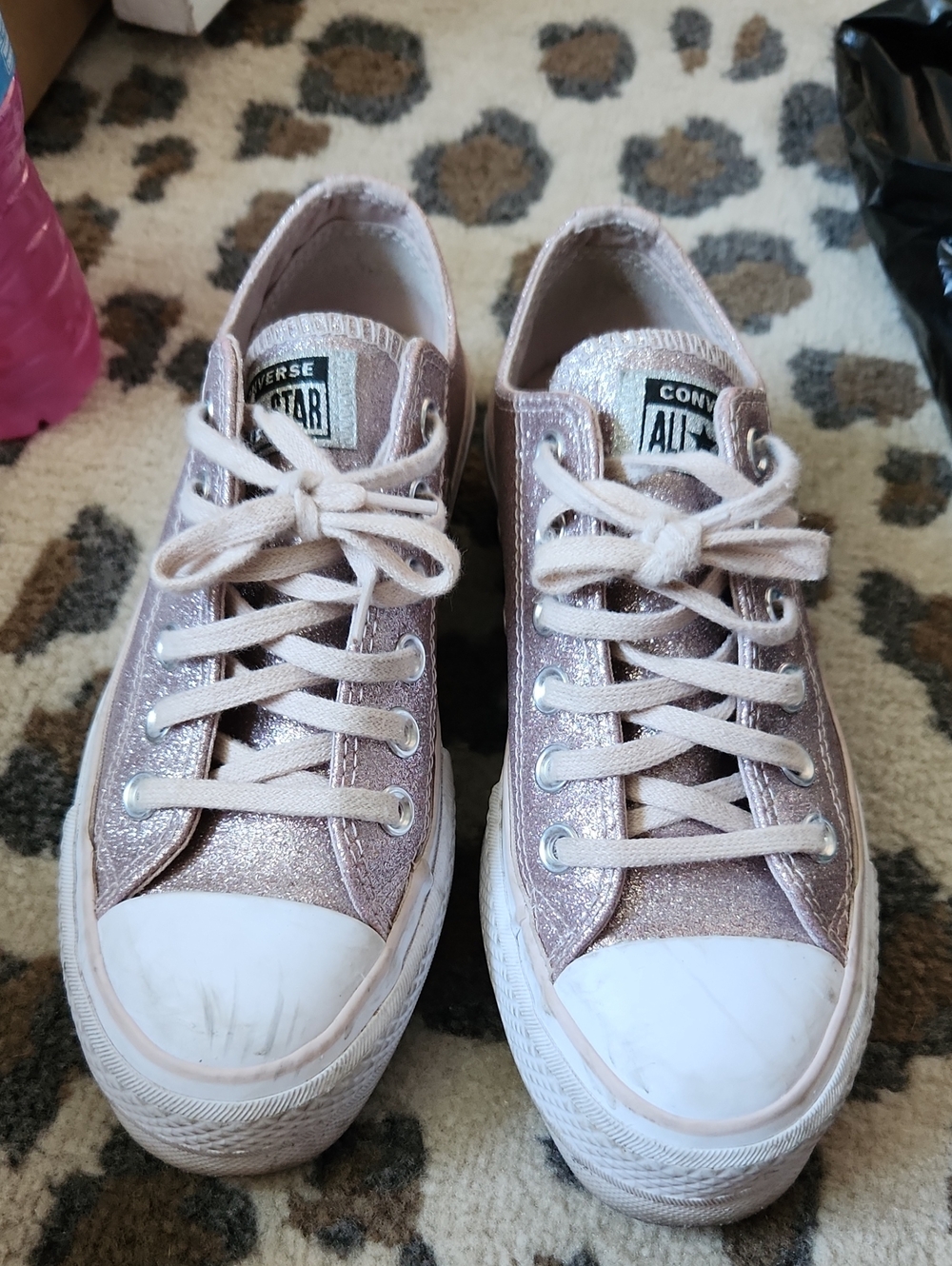 Converse Rose Gold Glitter Low Top Sneakers
